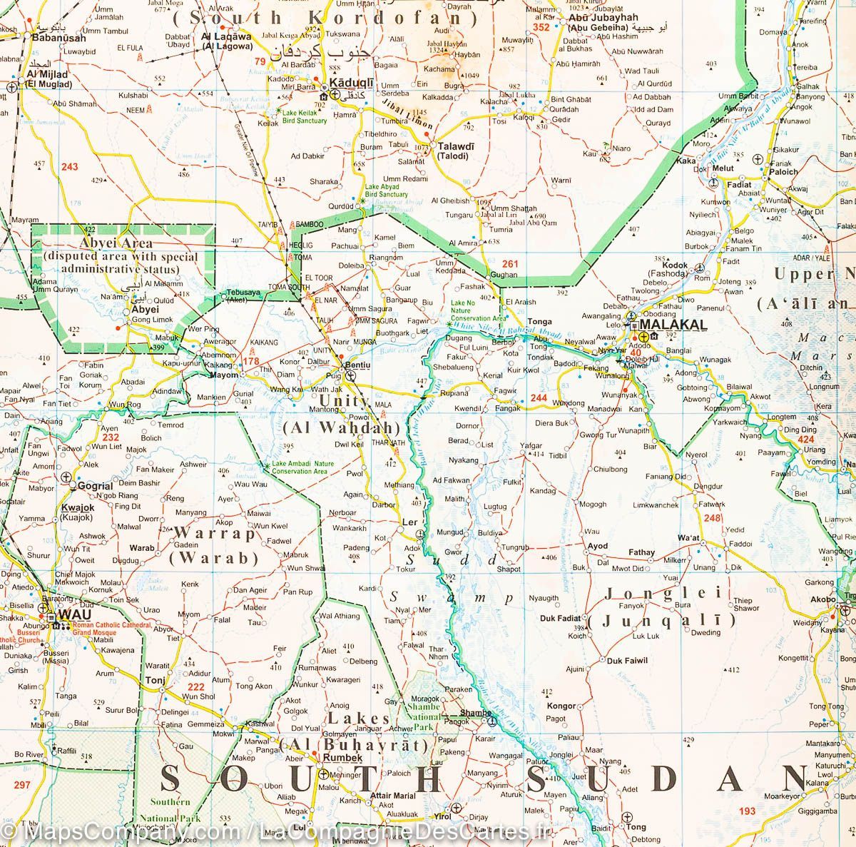 Carte géographique - Soudan & sud-Soudan | Gizi Map carte routière Gizi Map