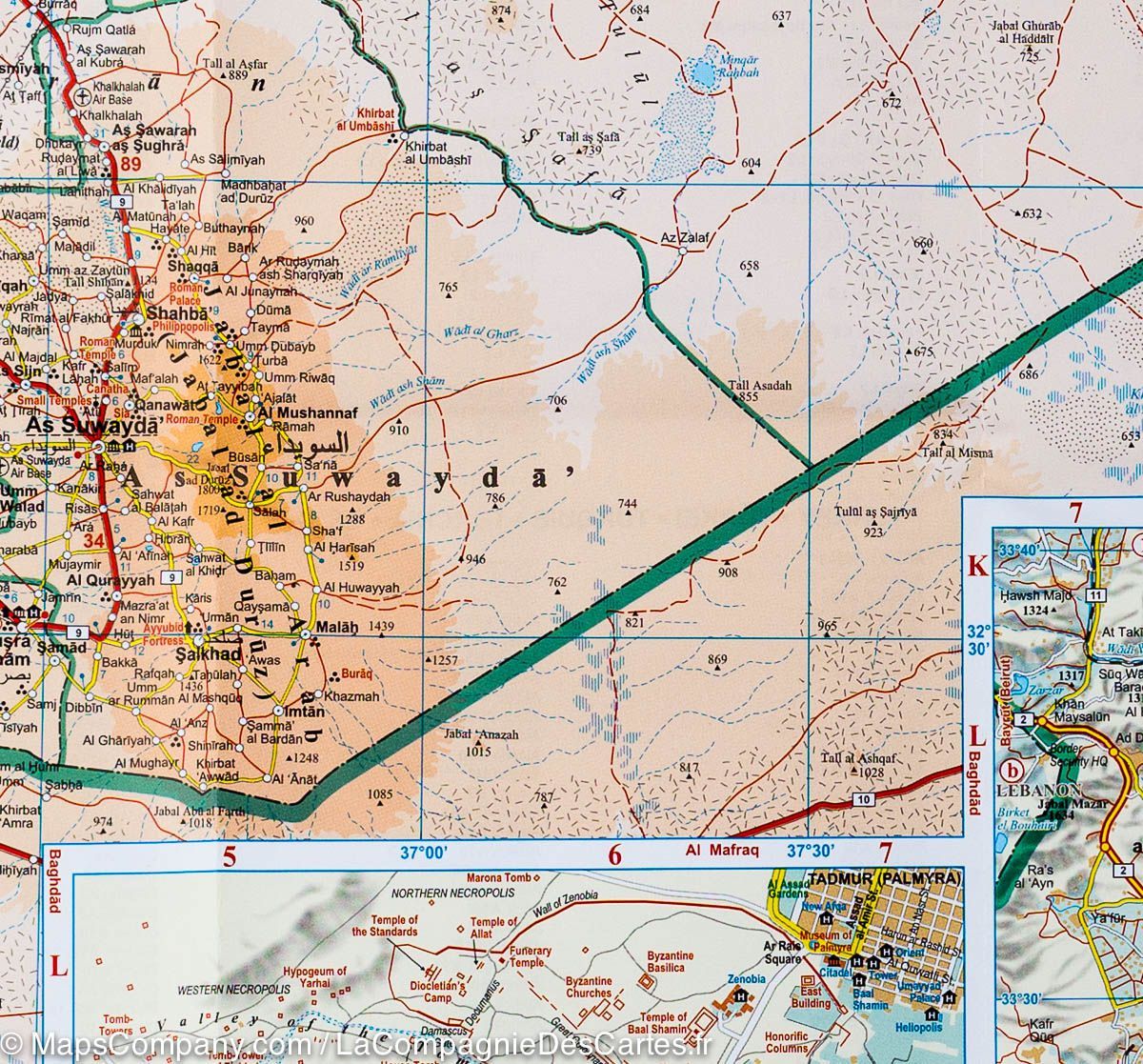 Carte géographique - Syrie & Liban | Gizi Map carte routière Gizi Map
