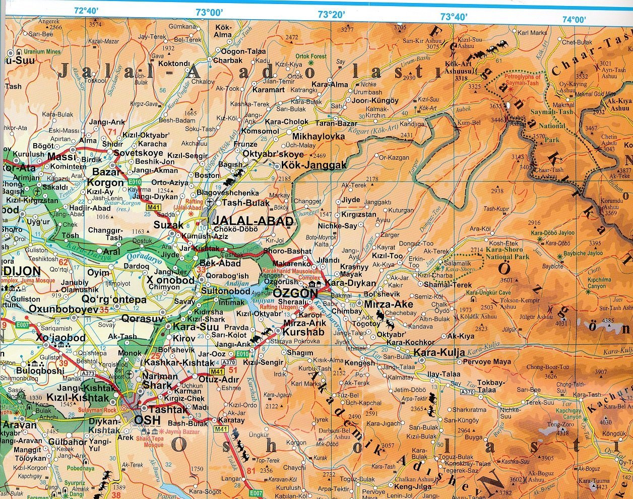 Carte géographique - Tadjikistan | Gizi Map carte routière Gizi Map