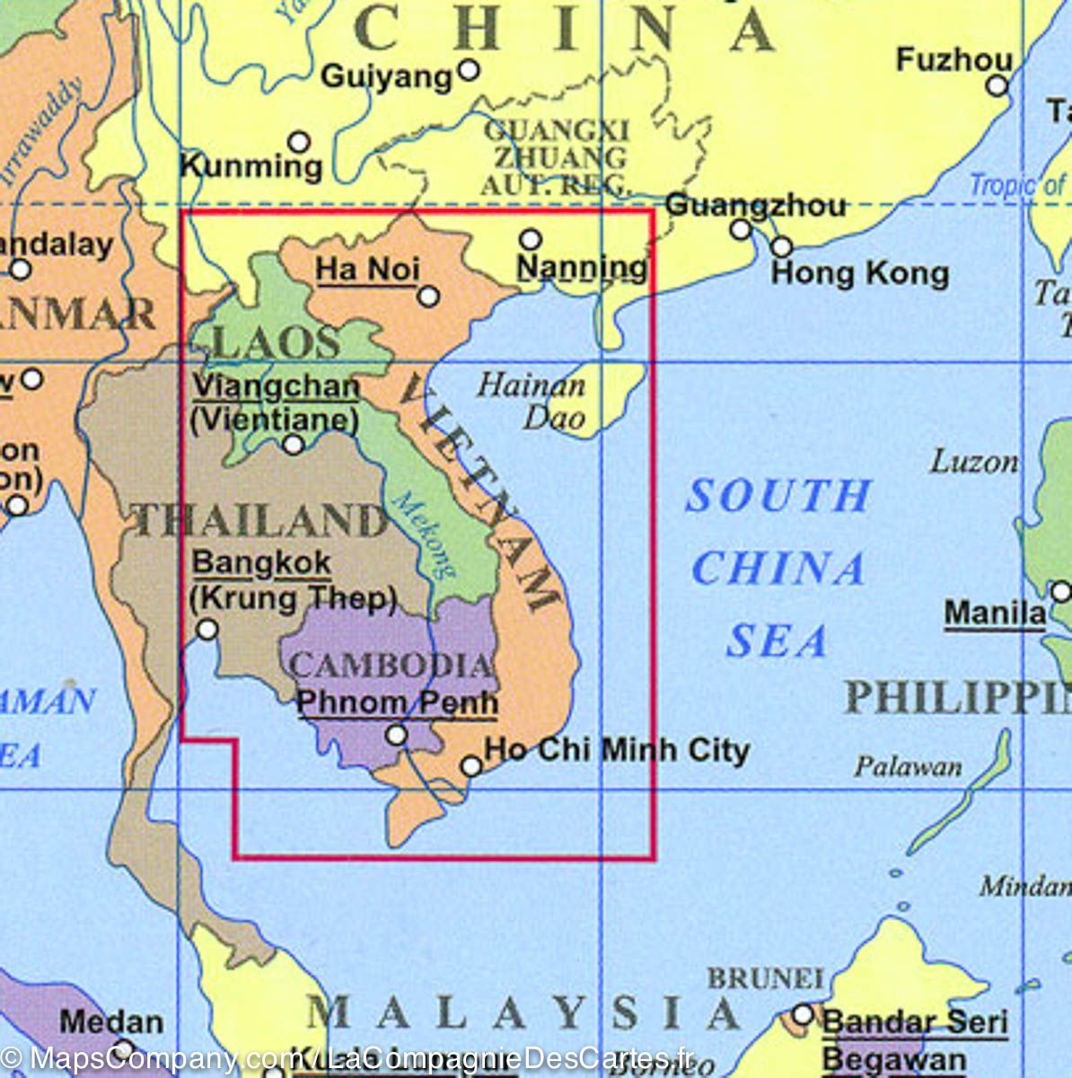 Carte géographique - Vietnam, Laos & Cambodge - Gizi Map carte routière Gizi Map