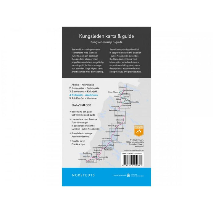 Carte & guide du Kungsleden n° 4 - Kvikkjokk - Adolfström (Suède) | Norstedts carte pliée Norstedts 