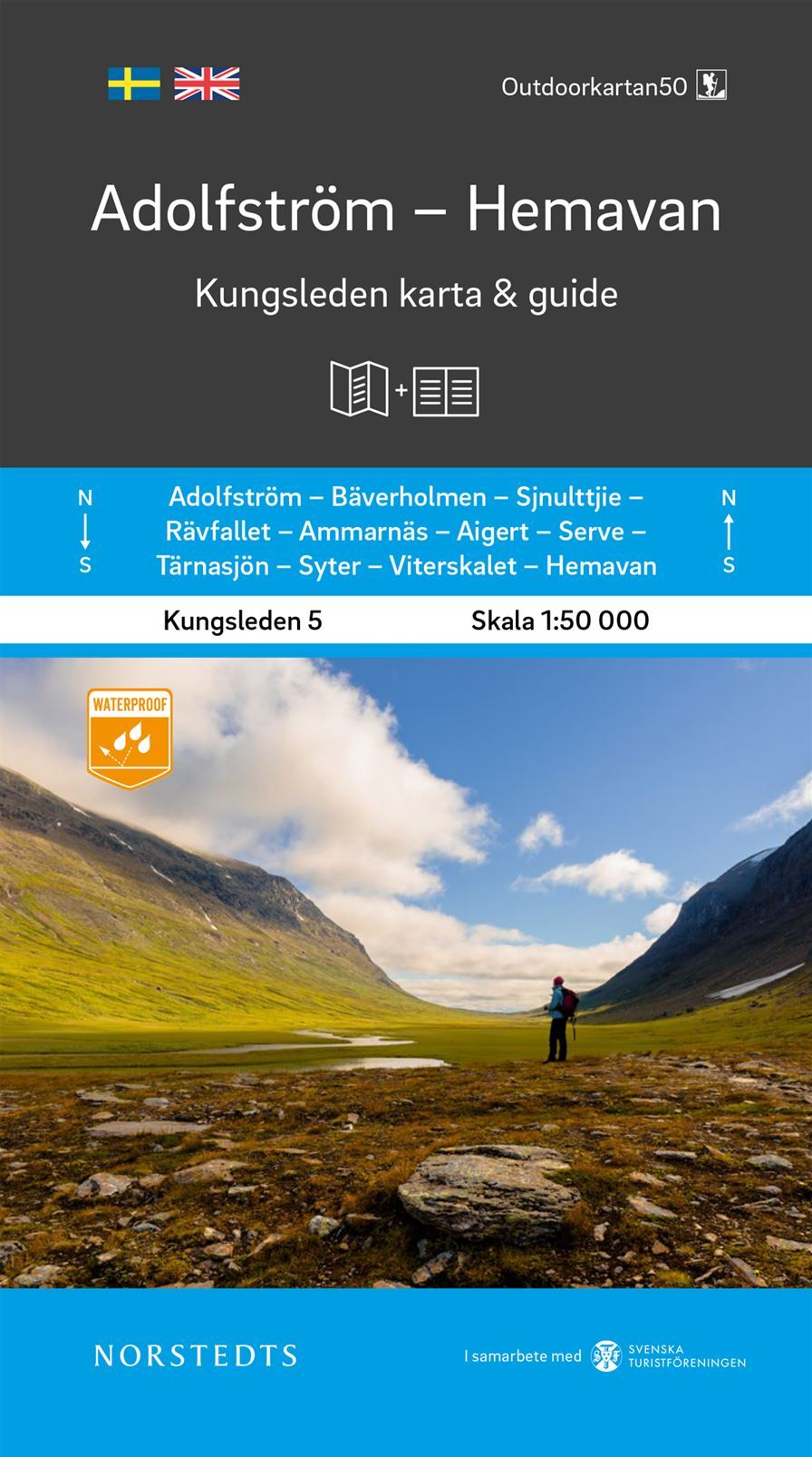 Carte & guide du Kungsleden n° 5 - Adolfström - Hemavan (Suède) | Norstedts carte pliée Norstedts 