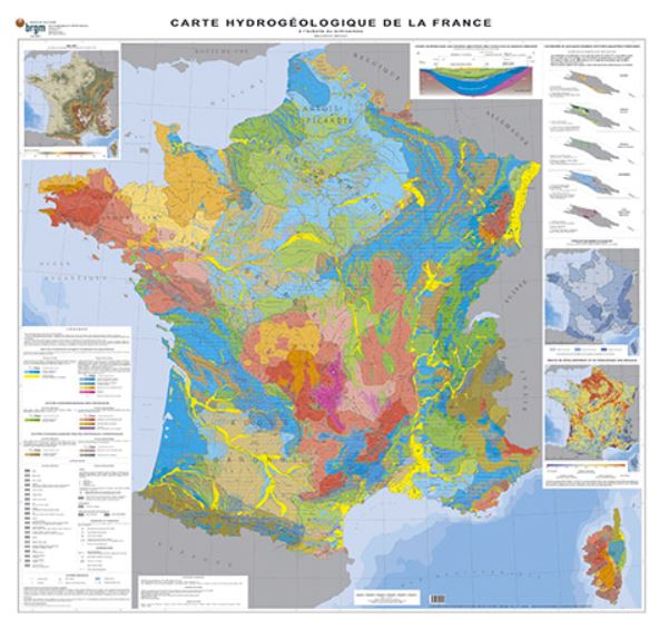Carte hydrogéologique de la France (pliée) | BRGM carte routière BRGM