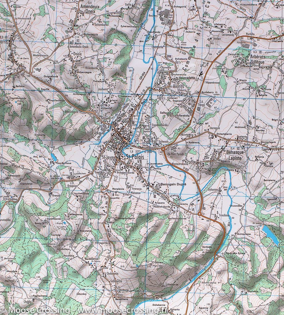 Carte IGN série bleue n° 1445 SB - Mauléon Licharre, St-Palais (Pyrénées) carte de randonnée IGN