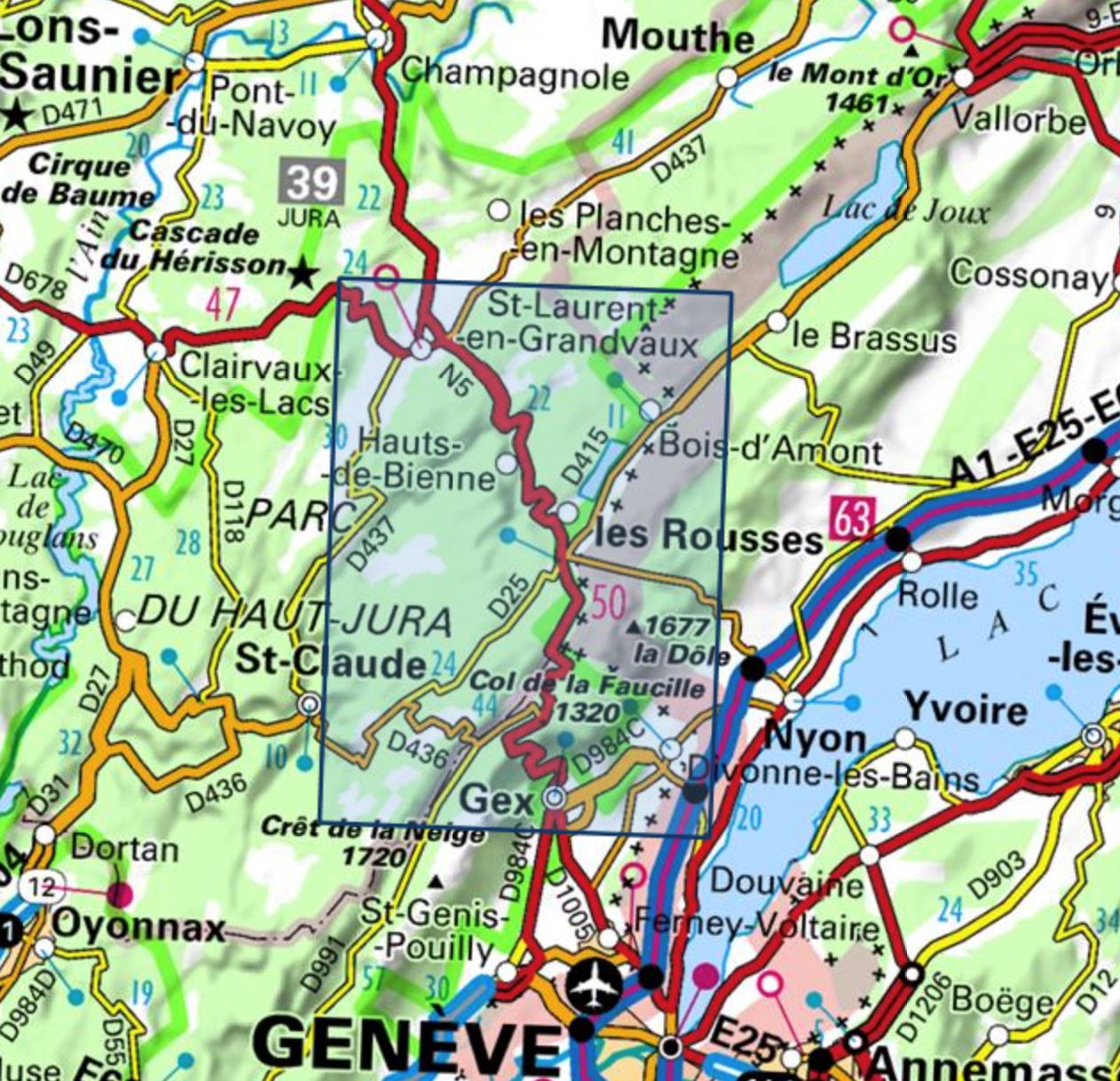 Carte TOP 25 n° 3327 ET - Morez, les Rousses & Col de la Faucille (PNR du Haut Jura) | IGN carte de randonnée IGN