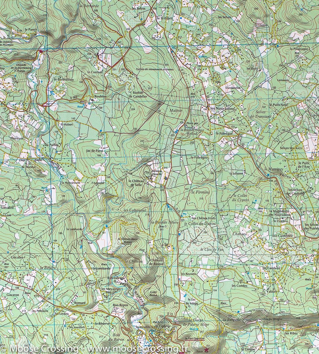 Carte TOP 25 n° 3544 OT - Muy, Lorgues, Montagne de Roquebrune & Massif des Maures | IGN carte de randonnée IGN