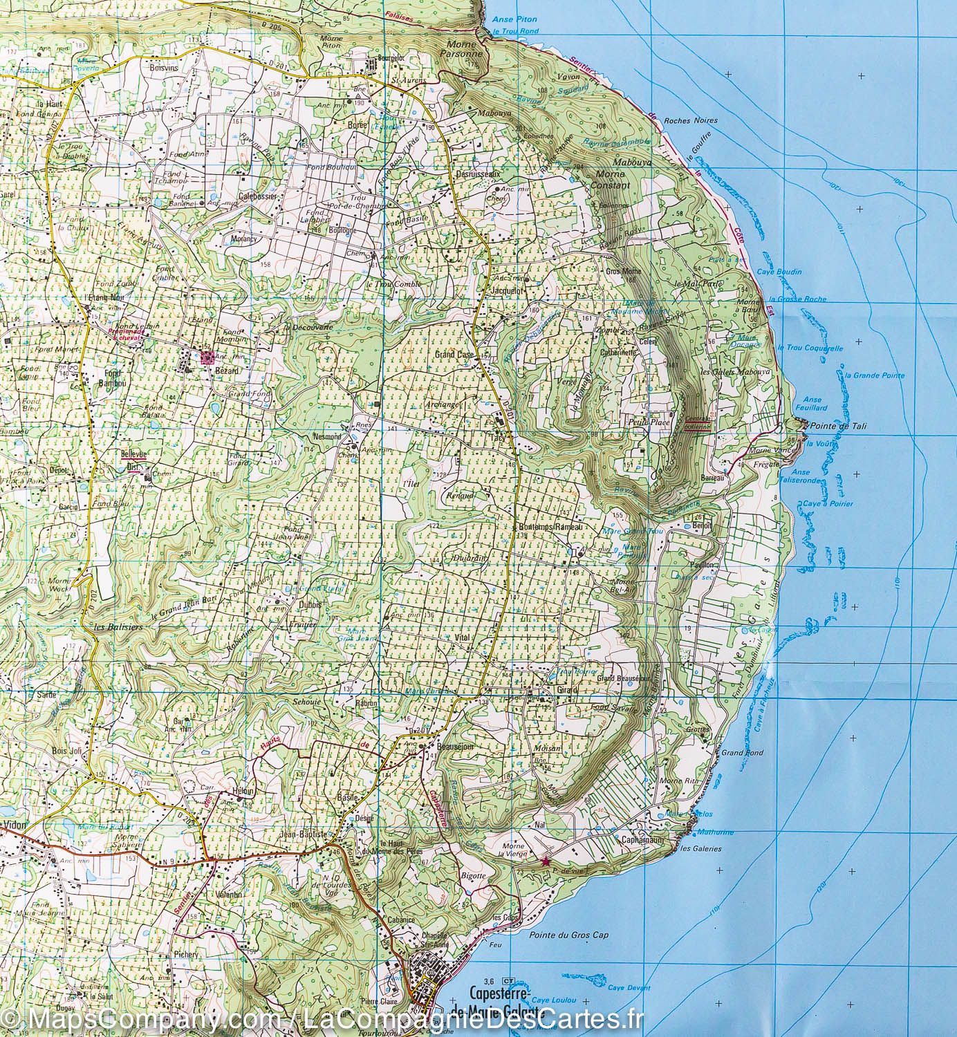Carte IGN TOP 25 n° 4604 GT - Saint-François (Guadeloupe), la Désirade, Marie Galante carte de randonnée IGN