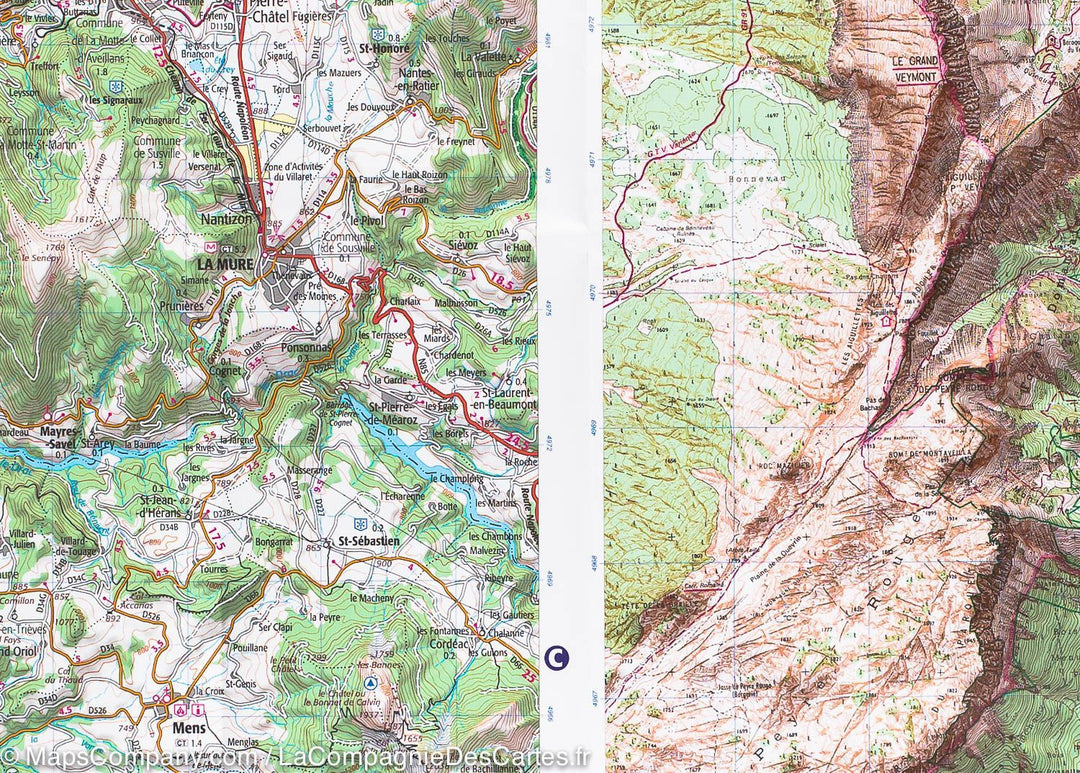 Carte IGN TOP 75 n° 1 - Massif du Vercors carte pliée IGN 
