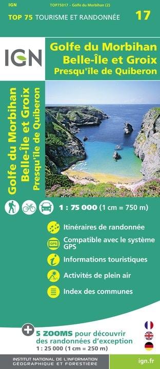 Carte TOP 75 n° 17 - Golfe du Morbihan (Bretagne) | IGN carte de randonnée IGN