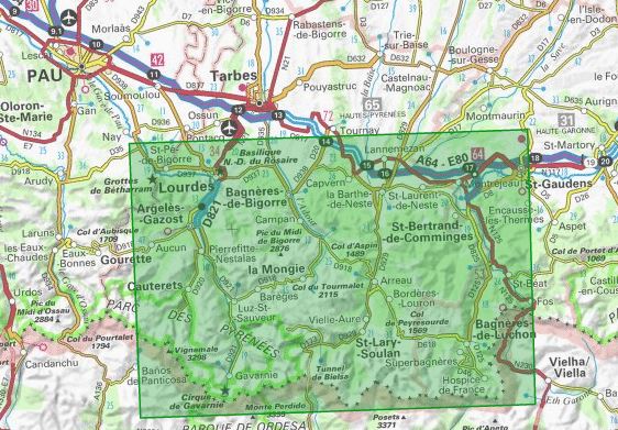 Carte TOP 75 n° 19 - Gavarnie, Luchon, Néouvielle & Pic de Midi de Bigorre (Pyrénées) | IGN carte de randonnée IGN