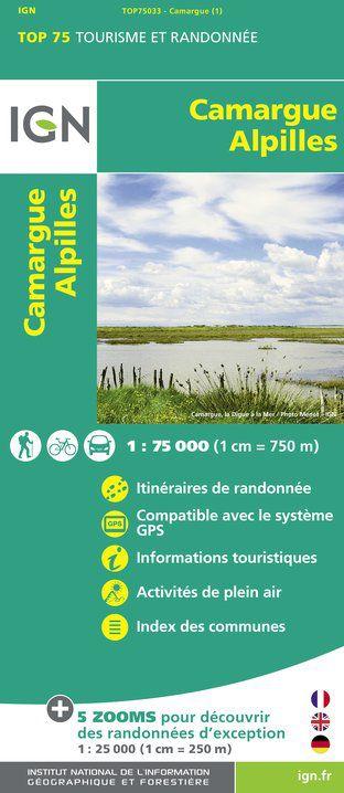 Carte TOP 75 n° 33 - Camargue & Alpilles | IGN carte de randonnée IGN