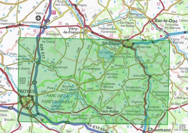 Carte TOP 75 n° 39 - Forêt D'Orient, Lac du Der - Chantecoc | IGN carte de randonnée IGN