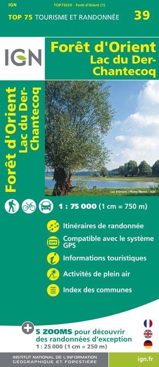 Carte TOP 75 n° 39 - Forêt D'Orient, Lac du Der - Chantecoc | IGN carte de randonnée IGN