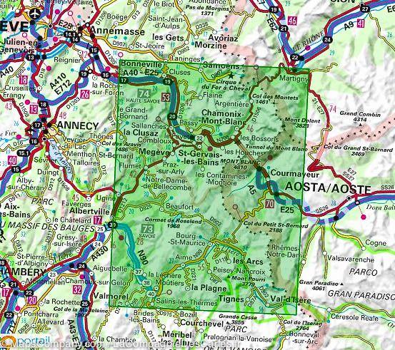 Carte TOP 75 n° 4 - Beaufortain et Massif du Mont Blanc | IGN carte de randonnée IGN