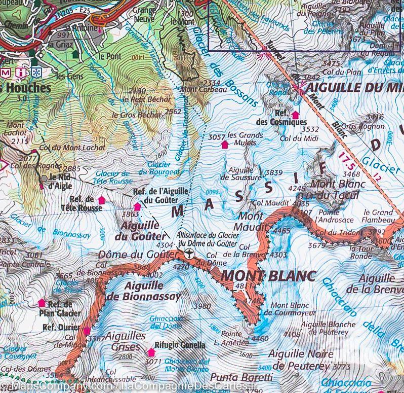 Carte TOP 75 n° 4 - Beaufortain et Massif du Mont Blanc | IGN carte de randonnée IGN