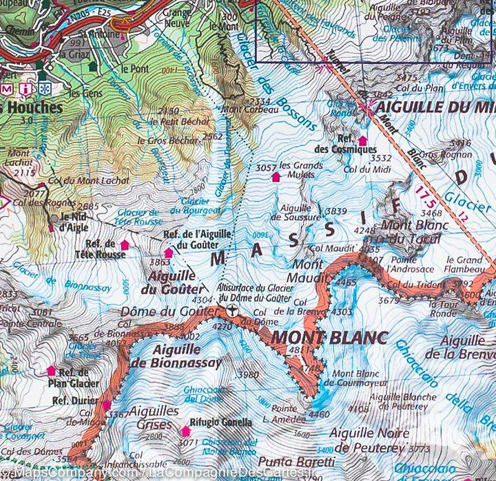 Carte IGN TOP 75 n° 4 - Beaufortain et Massif du Mont Blanc carte pliée IGN 