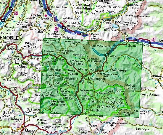 Carte TOP 75 n° 5 - Briançonnais & Queyras (Alpes) | IGN carte de randonnée IGN