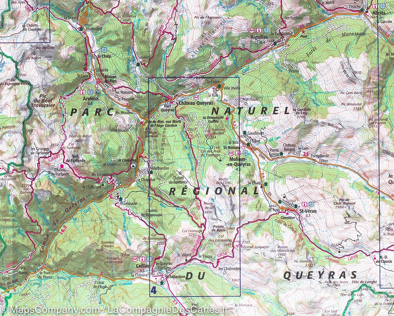 Carte TOP 75 n° 5 - Briançonnais & Queyras (Alpes) | IGN carte de randonnée IGN