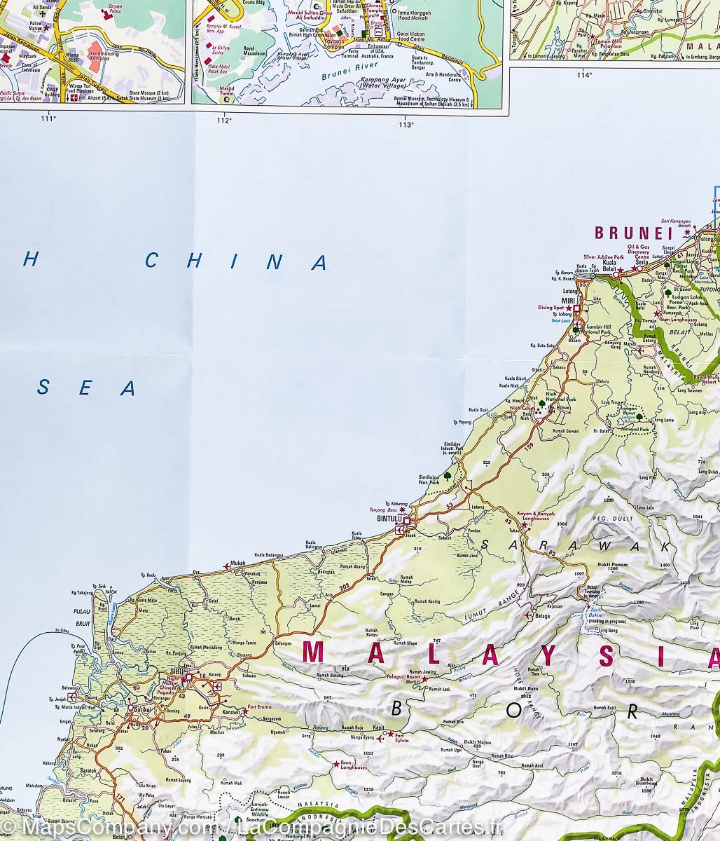 Carte imperméable - Kalimantan (Bornéo), de l'est de la Malaisie & Brunei | Nelles Map carte routière Nelles Verlag