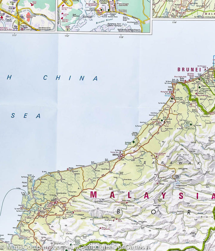 Carte imperméable - Kalimantan (Bornéo), de l'est de la Malaisie & Brunei | Nelles Map carte pliée Nelles Verlag 