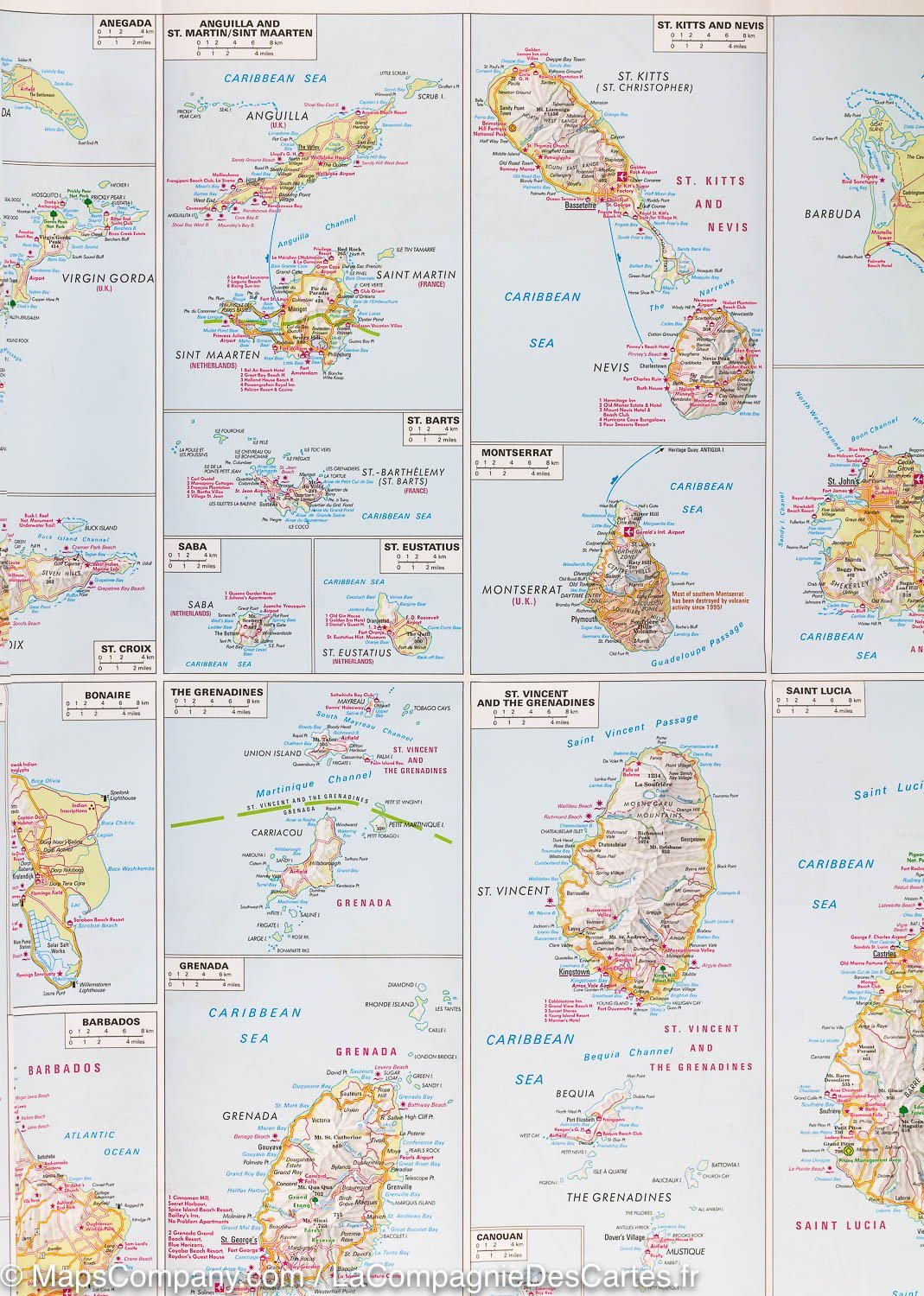Carte imperméable - Petites Antilles | Nelles Map carte routière Nelles Verlag