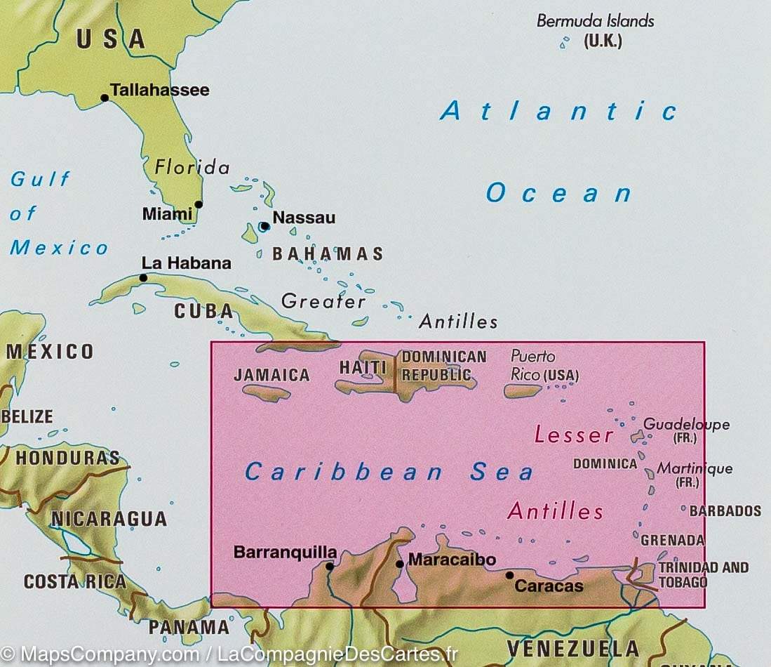 Carte imperméable - Petites Antilles | Nelles Map carte routière Nelles Verlag