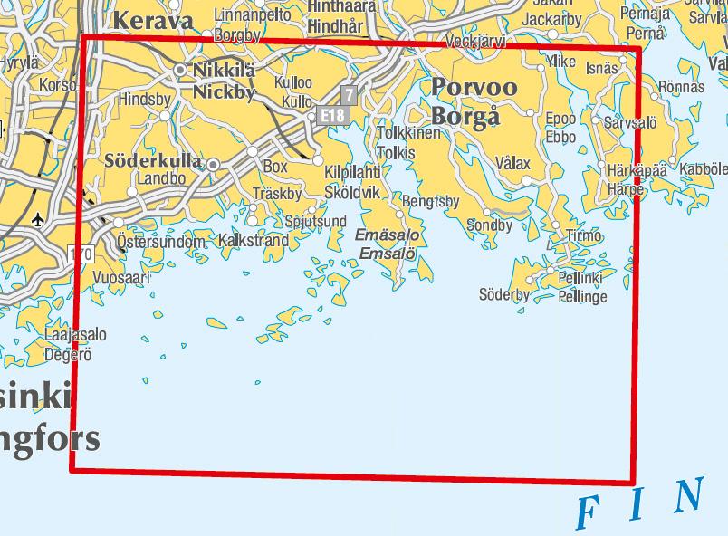 Carte marine n° 18 - Porvoo Vuosaari Pellinki (Finlande) | Karttakeskus carte routière Karttakeskus