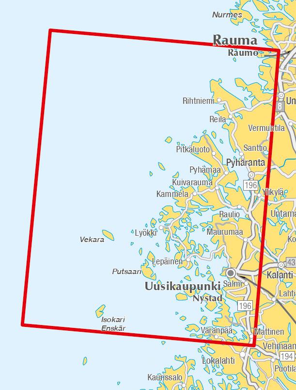 Carte marine n° 25 - Uusikaupunki Isokari Rauma (Finlande) | Karttakeskus carte routière Karttakeskus