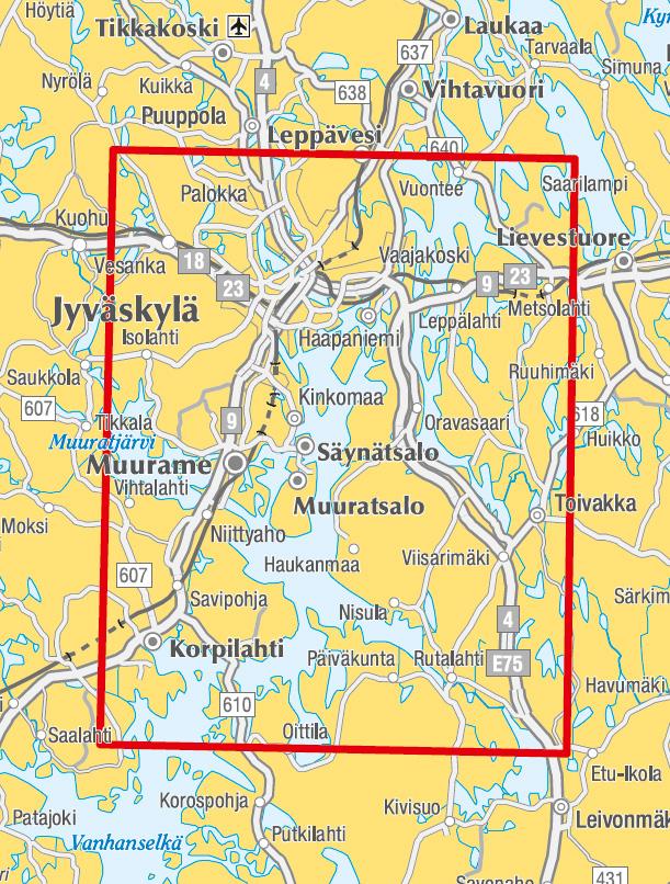 Carte marine n° 6 - Jyväskylä Korpilahti Vaajakoski (Finlande) | Karttakeskus carte routière Karttakeskus