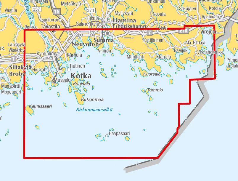 Carte marine n° 8 - Kotka Kaunissaari Virolahti (Finlande) | Karttakeskus carte routière Karttakeskus