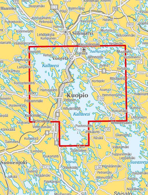 Carte marine n° 9 - Kuopio Kallavesi Vehmersalmi (Finlande) | Karttakeskus carte routière Karttakeskus