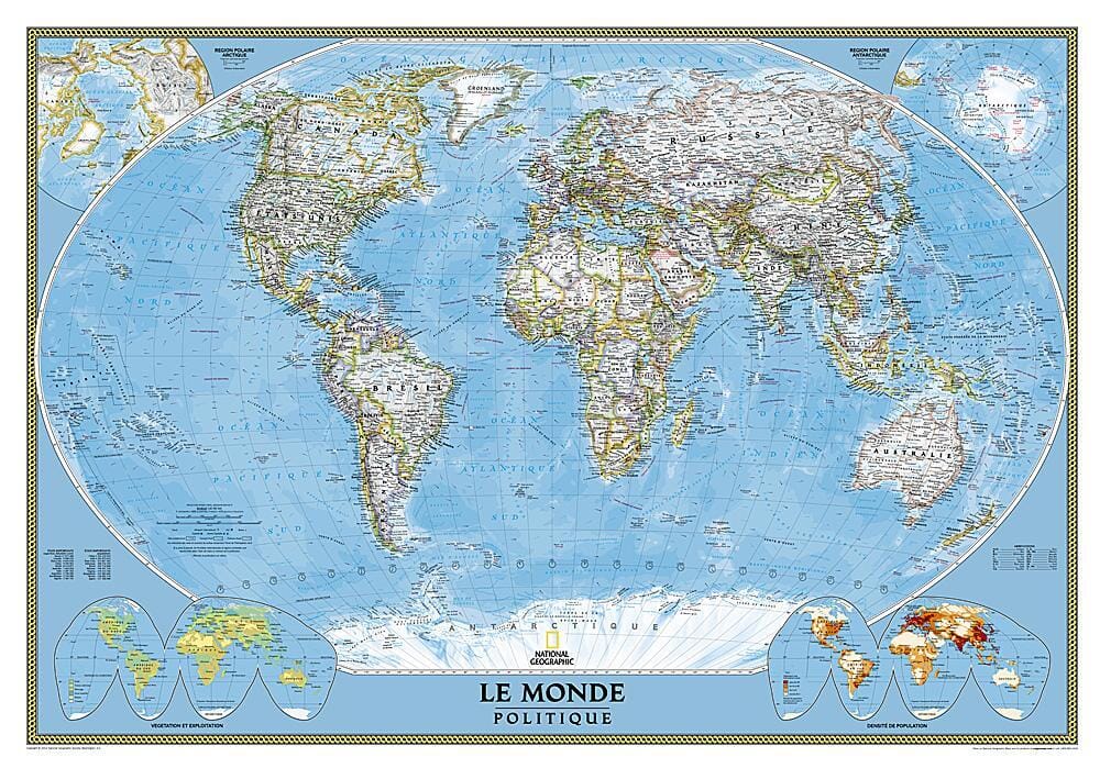 Carte mondiale de 2012 (en Français) carte murale roulée (en tube) National Geographic Historic POD Default Title
