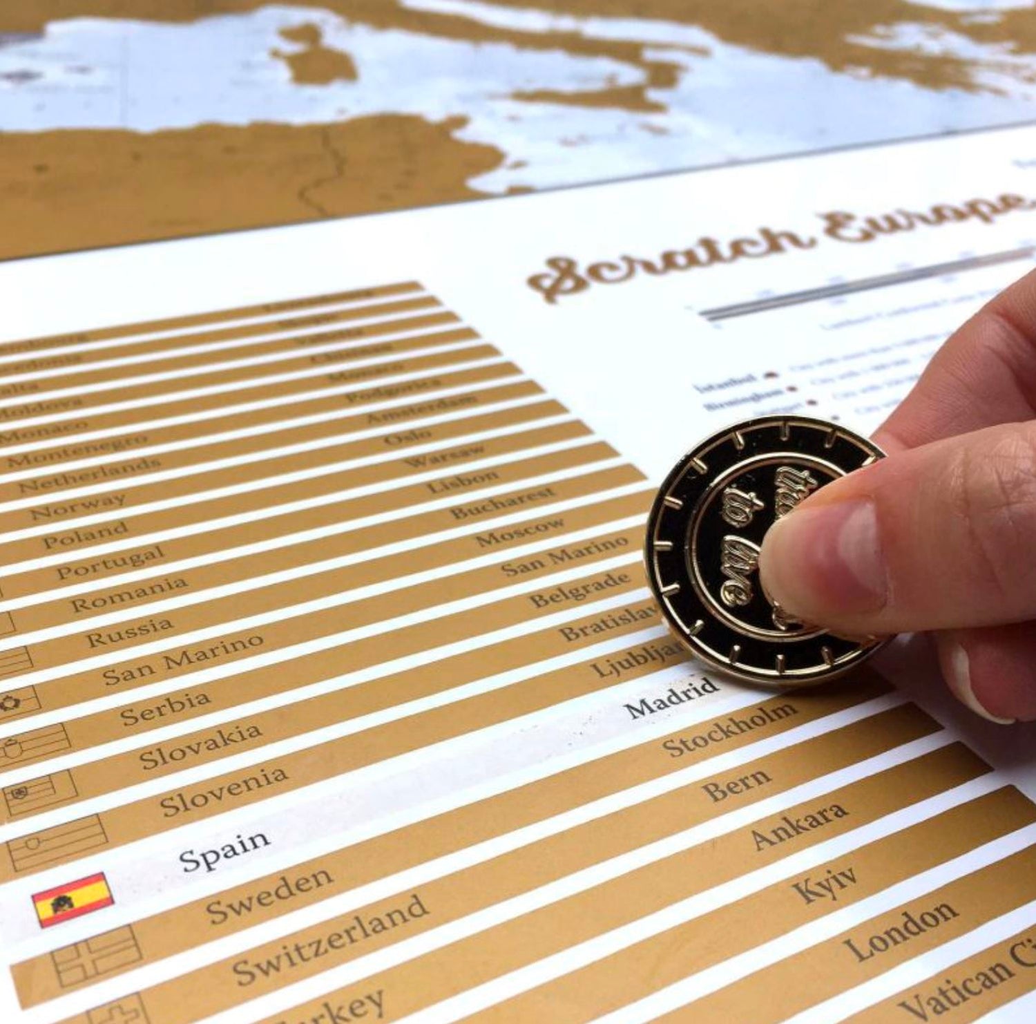 Carte murale à gratter (en anglais) - Europe - 85 x 60 cm | Maps International carte murale roulée (en tube) Maps International