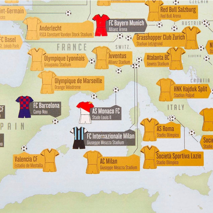 Carte murale à gratter (en anglais) - European Football Grounds | Maps International carte murale petit tube Maps International 