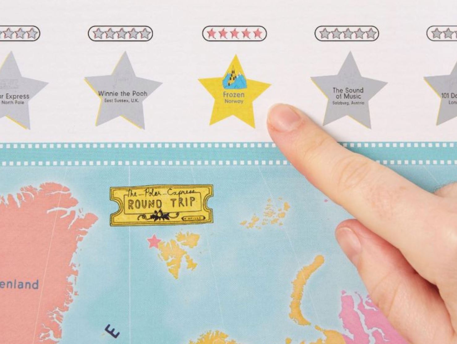 Carte murale à gratter (en anglais) - Films du monde, pour enfants - 60 x 42 cm | Maps International carte murale roulée (en tube) Maps International