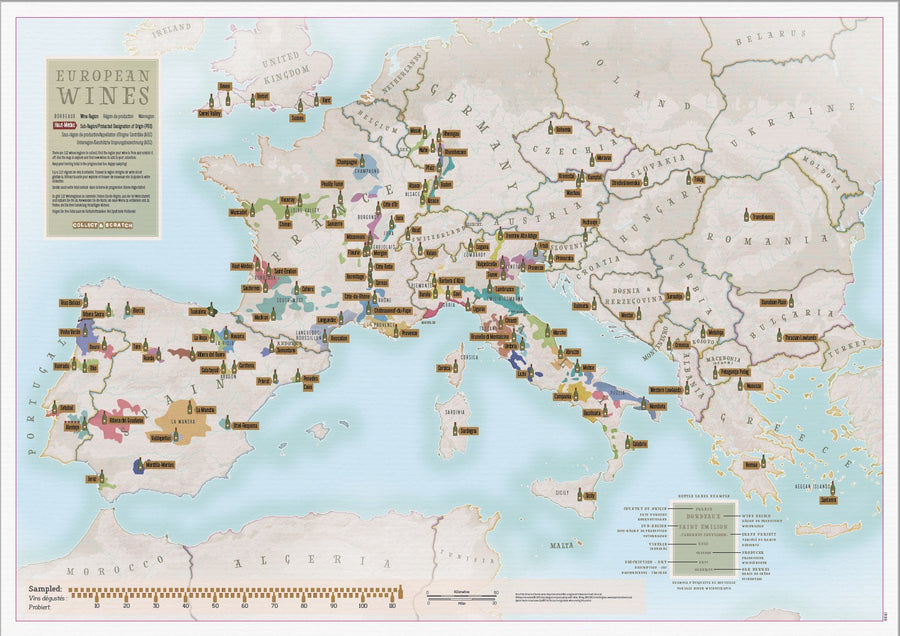 Carte murale à gratter (en anglais) - Les vins européens | Maps International carte murale petit tube Maps International 