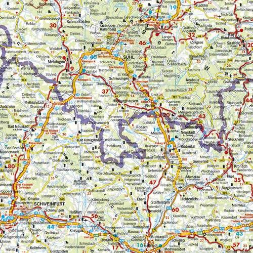 Carte murale - Allemagne (physique) - 94 x 129 cm | Freytag & Berndt carte murale roulée (en tube) Freytag & Berndt