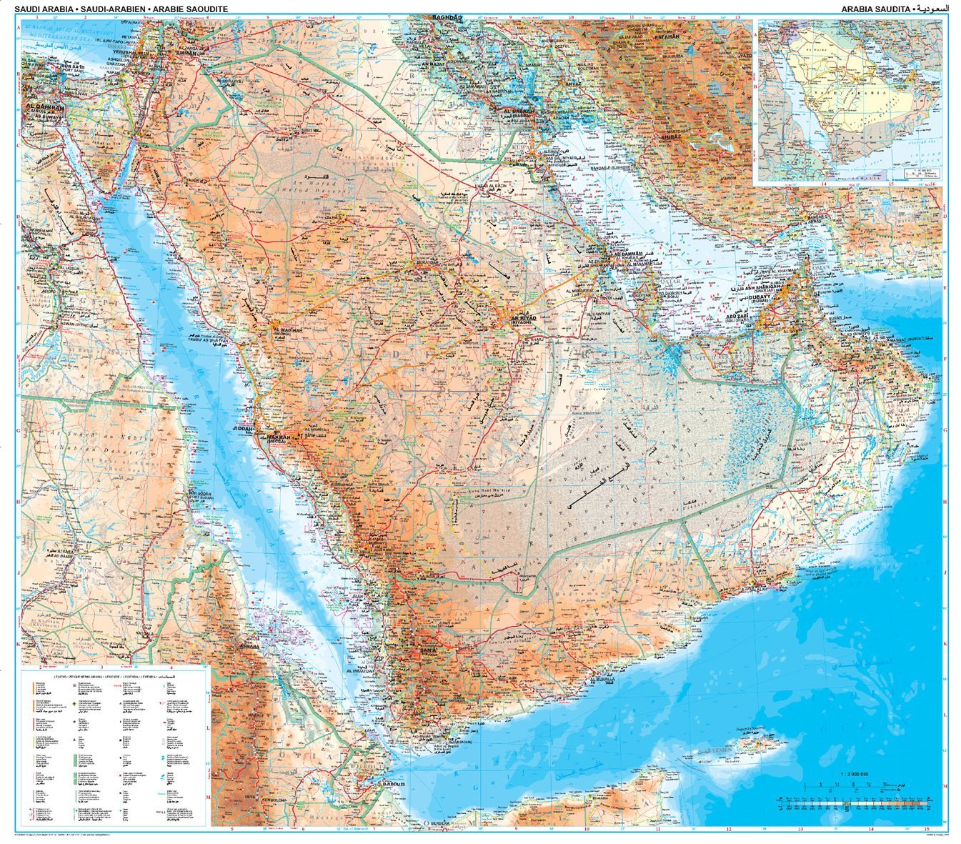 Carte murale - Arabie Saoudite (géographique) - 70 x 100 cm | Gizi Map carte murale roulée (en tube) Gizi Map Default Title