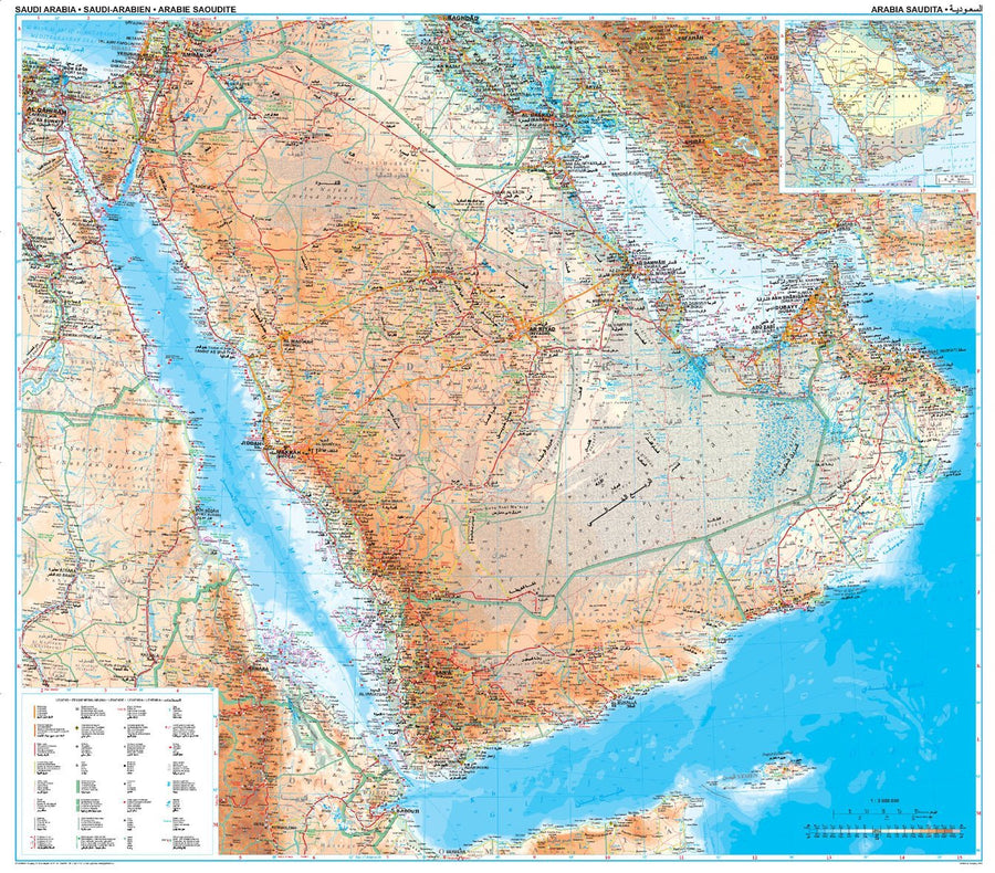 Carte murale - Arabie Saoudite (géographique) | Gizi Map carte murale grand tube Gizi Map 