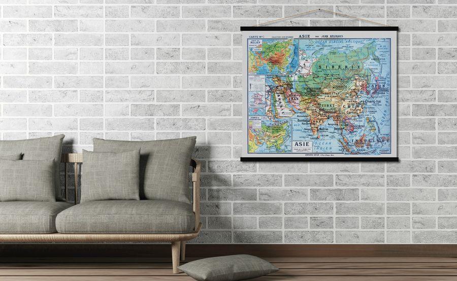 Carte murale - Asie (style vintage) - 104 x 91 cm | Blue Shaker carte murale roulée (en tube) Blue Shaker