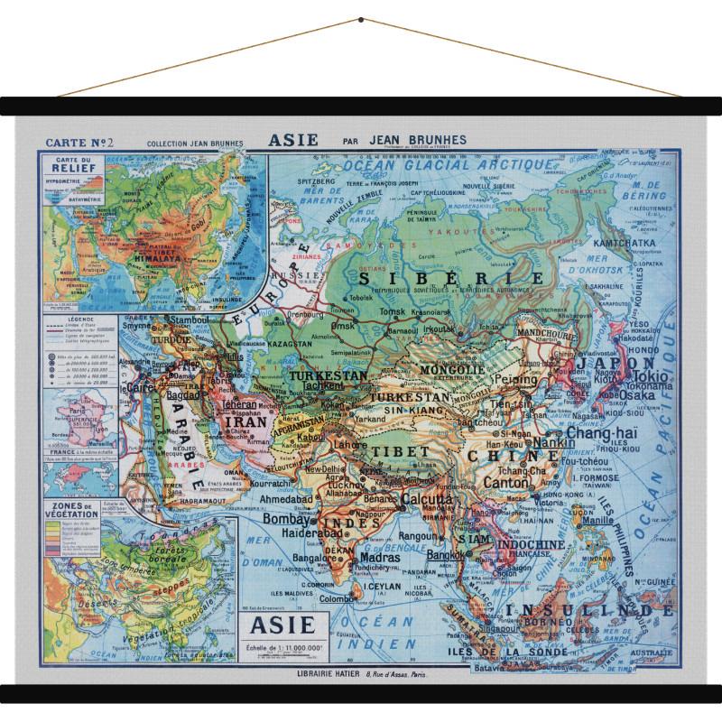 Carte murale - Asie (style vintage) | Blue Shaker carte murale grand tube Blue Shaker Medium (104 x 91 cm) 