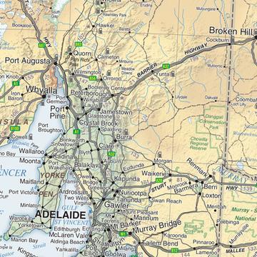 Carte murale - Australie physique (en anglais) | Hema Maps carte murale grand tube Hema Maps 