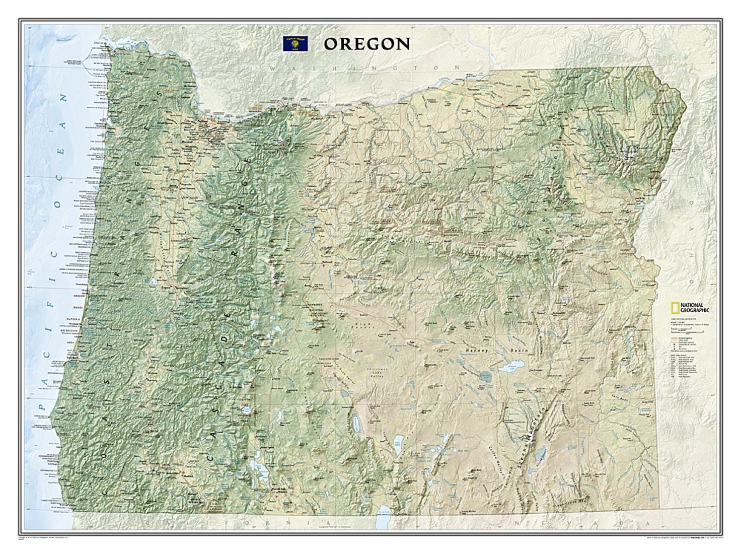 Carte murale de l'Oregon, en tube | National Geographic carte murale roulée (en tube) National Geographic