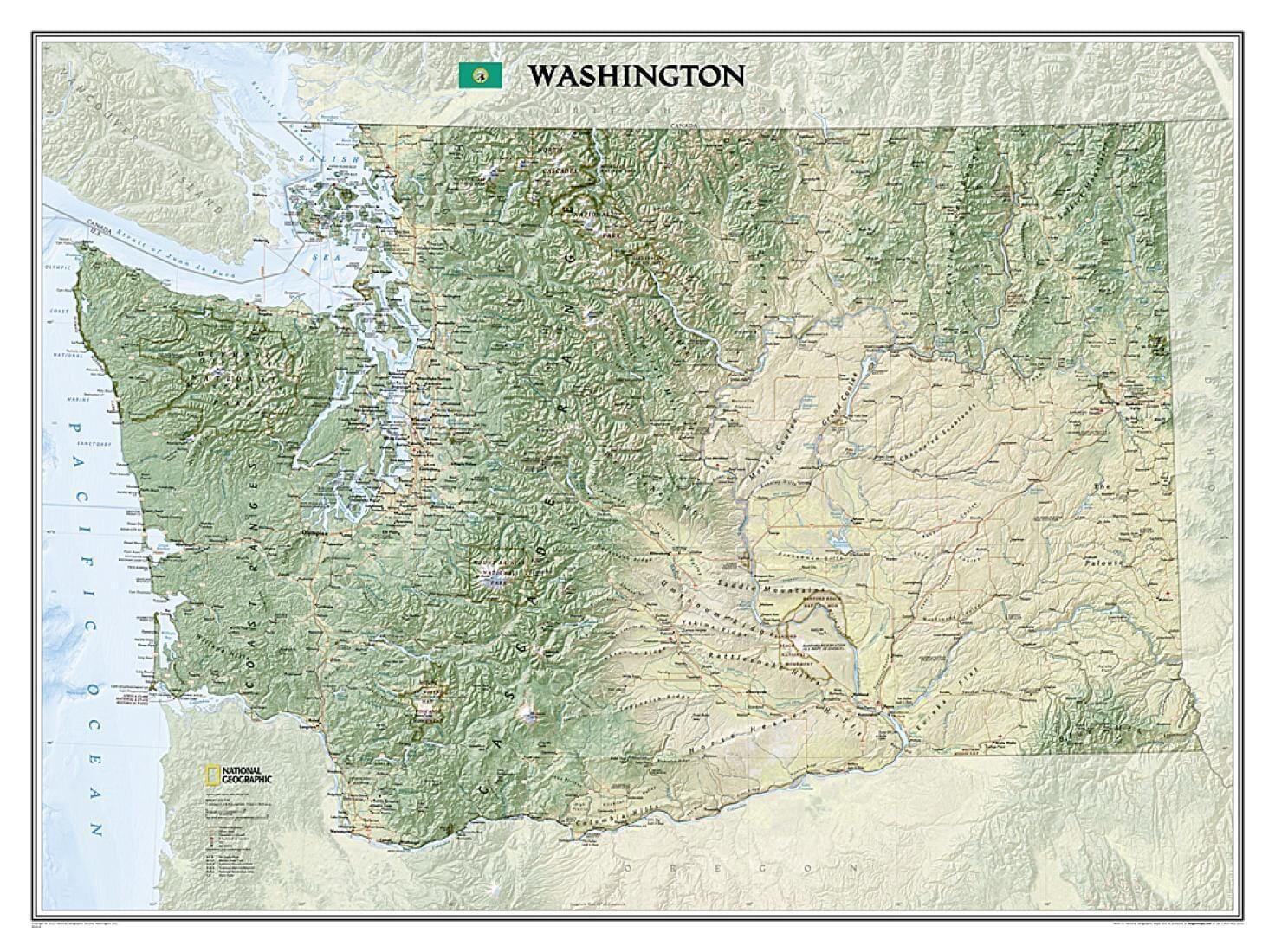 Carte murale de Washington, en tube | National Geographic carte murale roulée (en tube) National Geographic