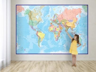 Carte murale du monde géante "à coller" (en anglais) | Maps International carte murale petit tube Maps International 