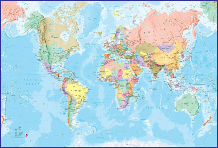 Carte murale du monde géante "à coller" (en anglais) | Maps International carte murale petit tube Maps International 