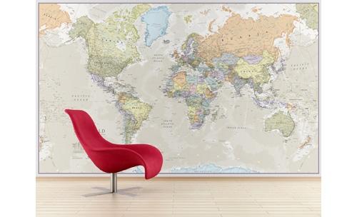 Carte murale du monde géante "à coller" - version classique (en anglais) | Maps International carte murale grand tube Maps International 