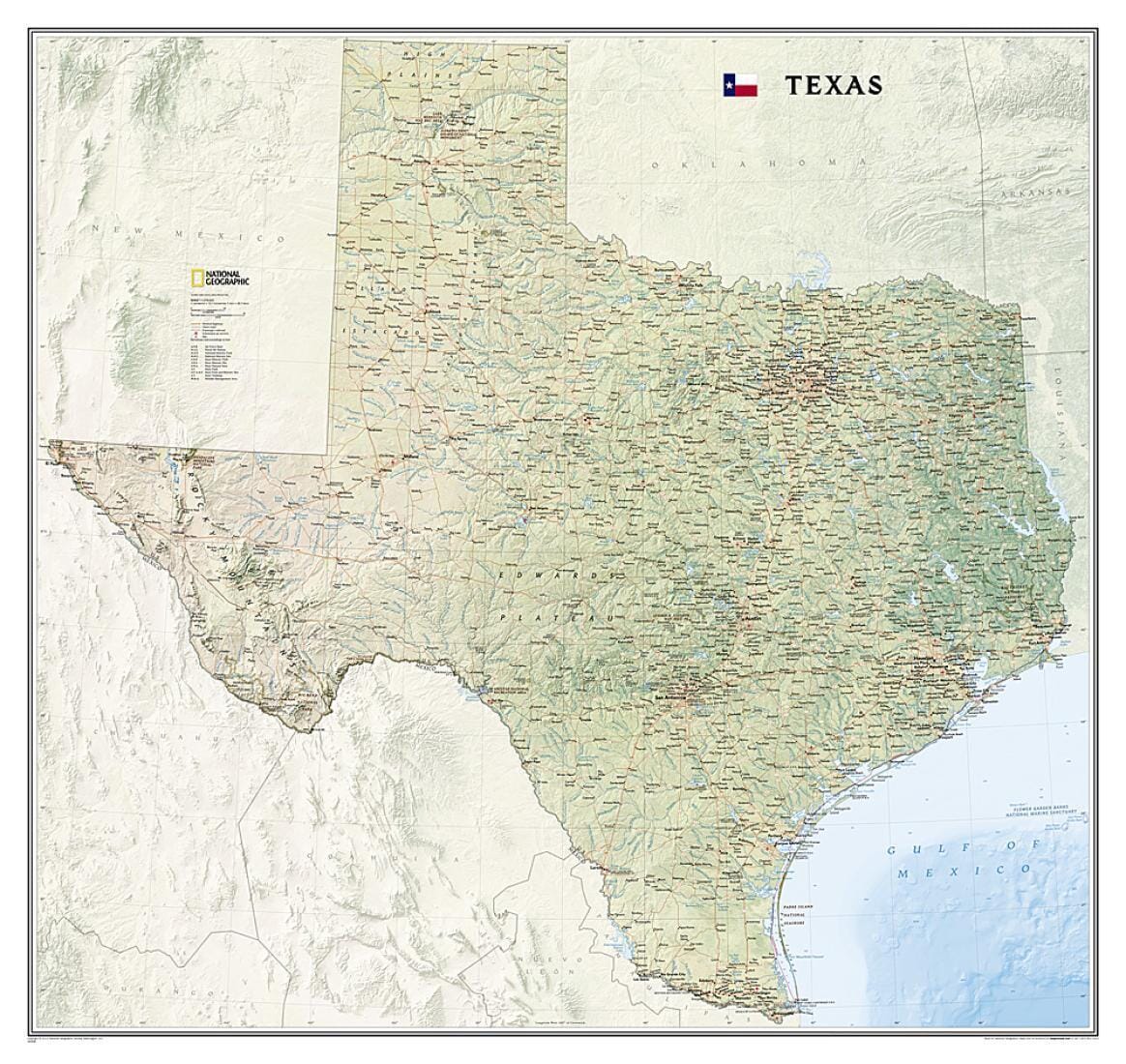 Carte murale du Texas, en tube | National Geographic carte murale roulée (en tube) National Geographic
