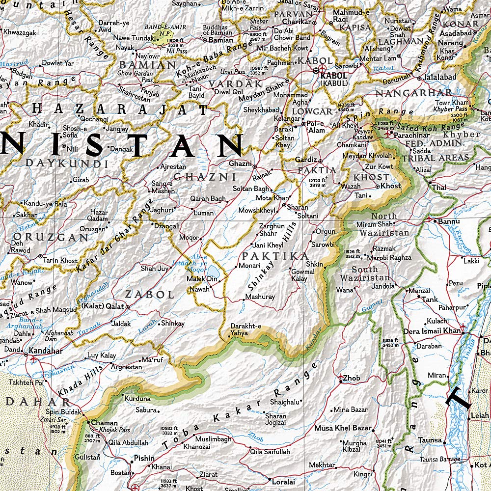 Carte murale (en anglais) - Afghanistan & Pakistan - 55 cm x 83 cm | National Geographic carte murale petit tube National Geographic 
