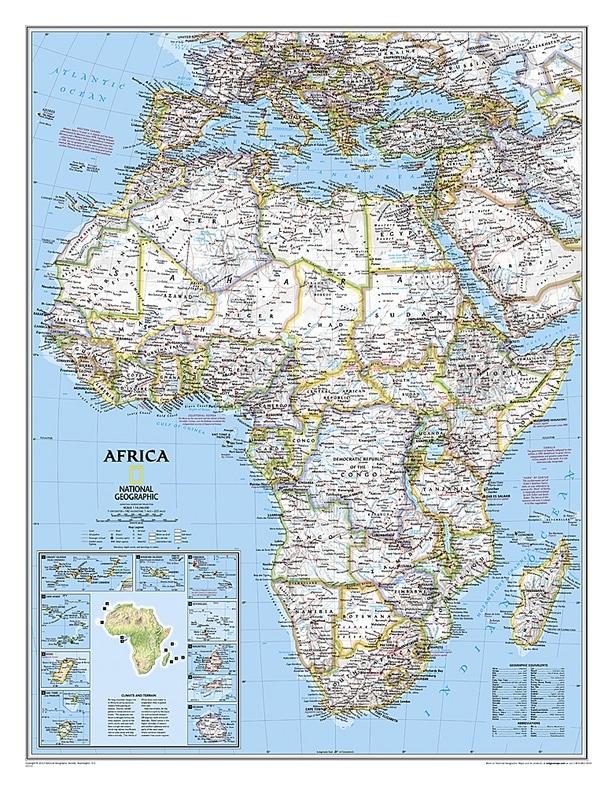 Carte murale (en anglais) - Afrique politique - 57 x 74 cm | National Geographic carte murale roulée (en tube) National Geographic Papier